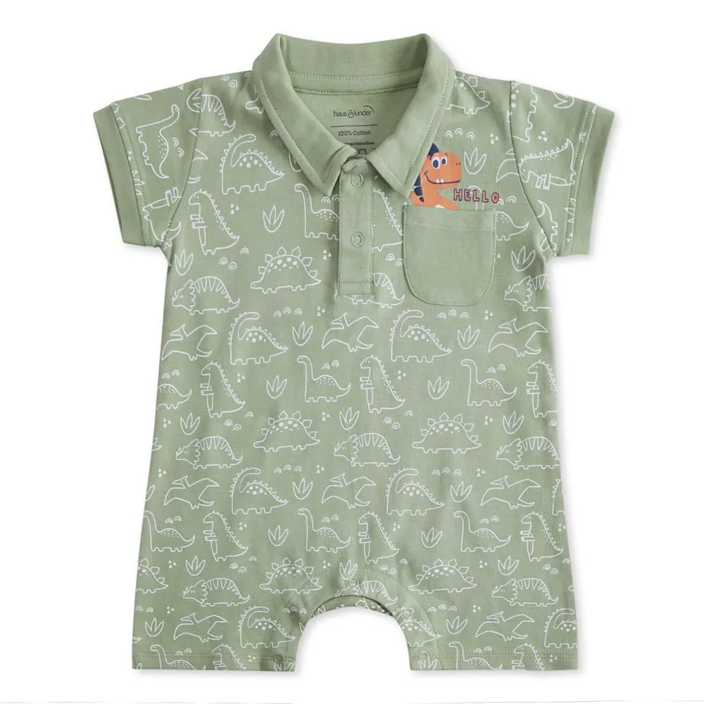 100% Cotton Half Sleeve Unisex Romper Green