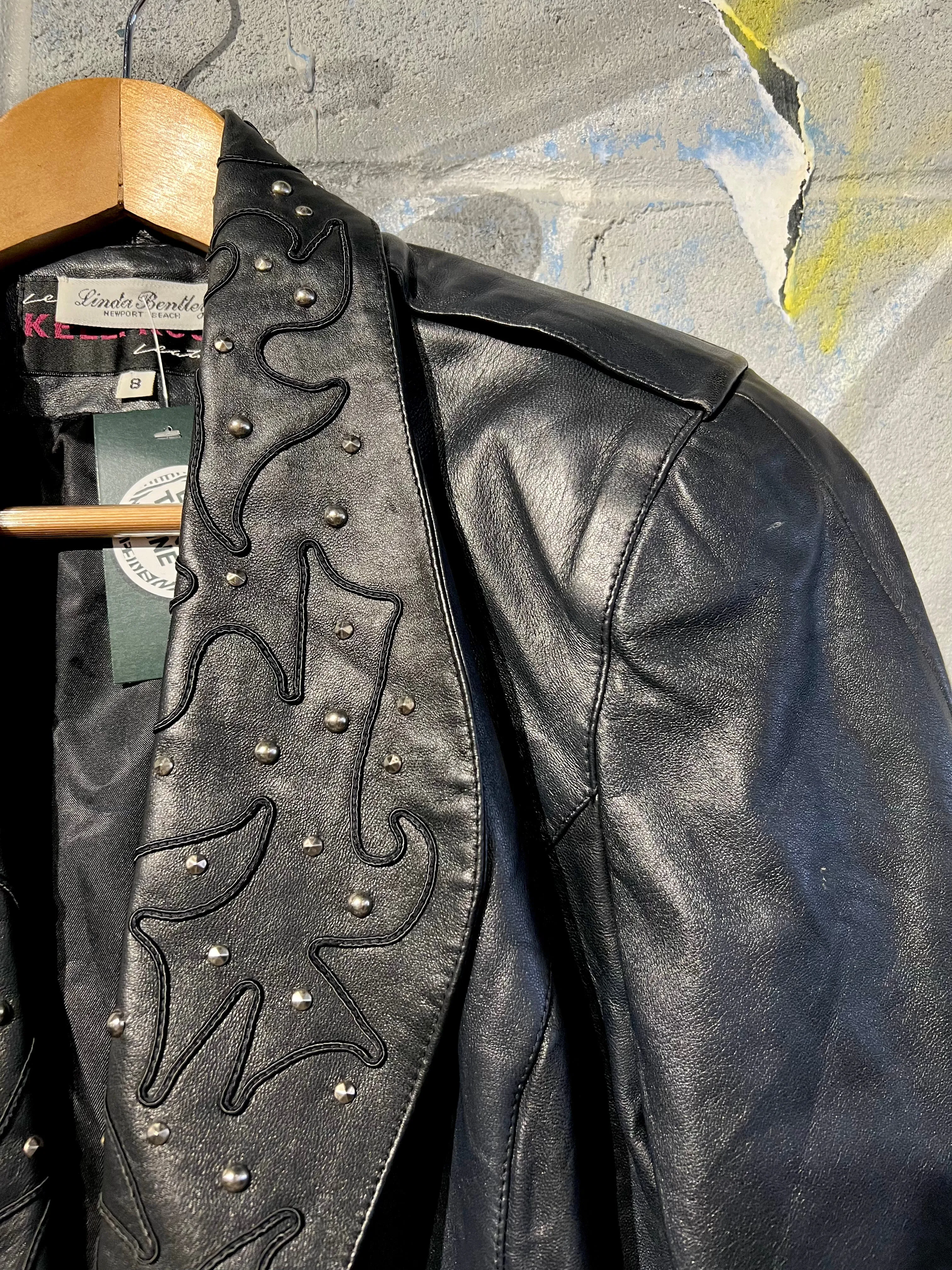 1980s Cropped Leather Studded Jacket