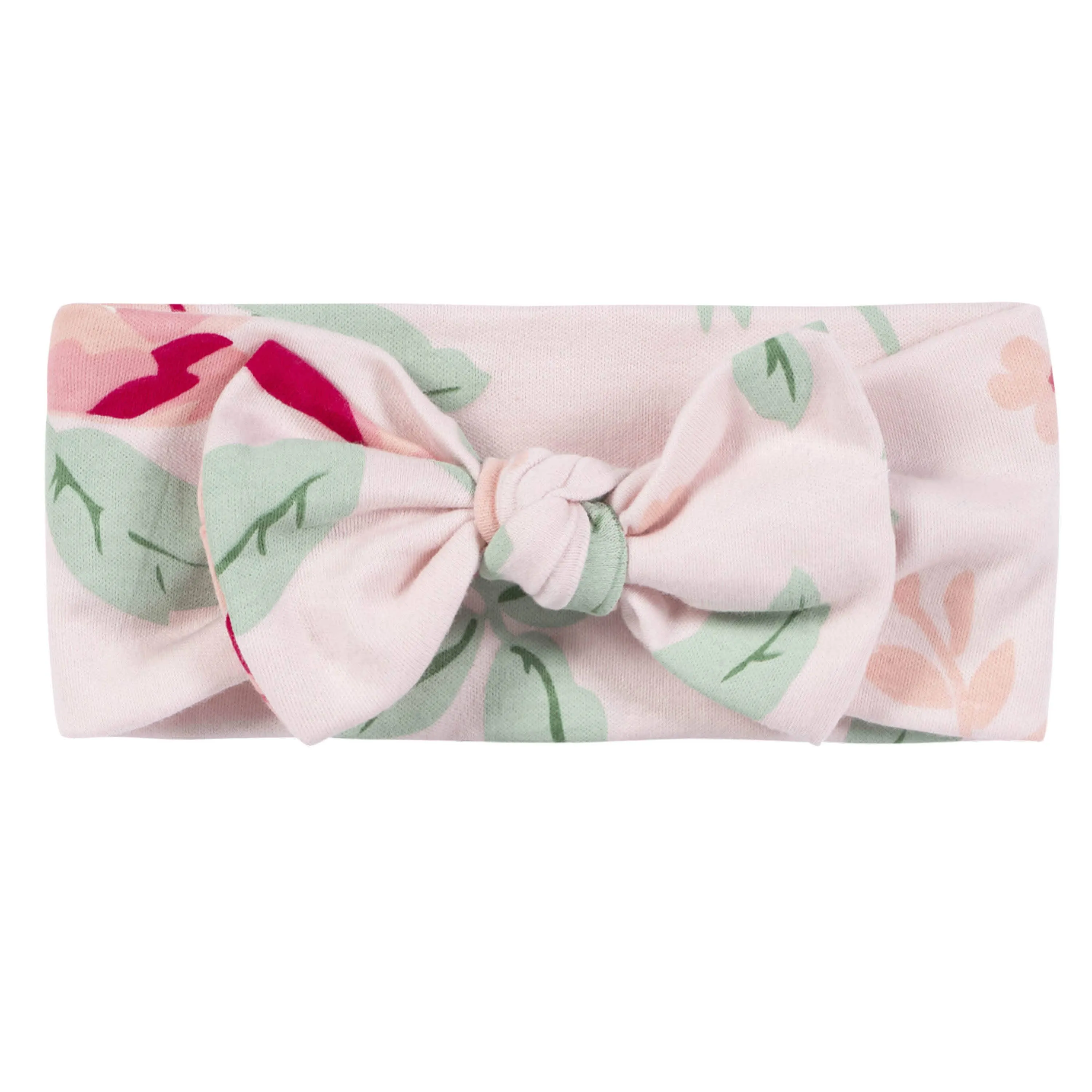 2-Piece Baby Girls Pink Garden Wide Neck Sunsuit Romper & Headband Set