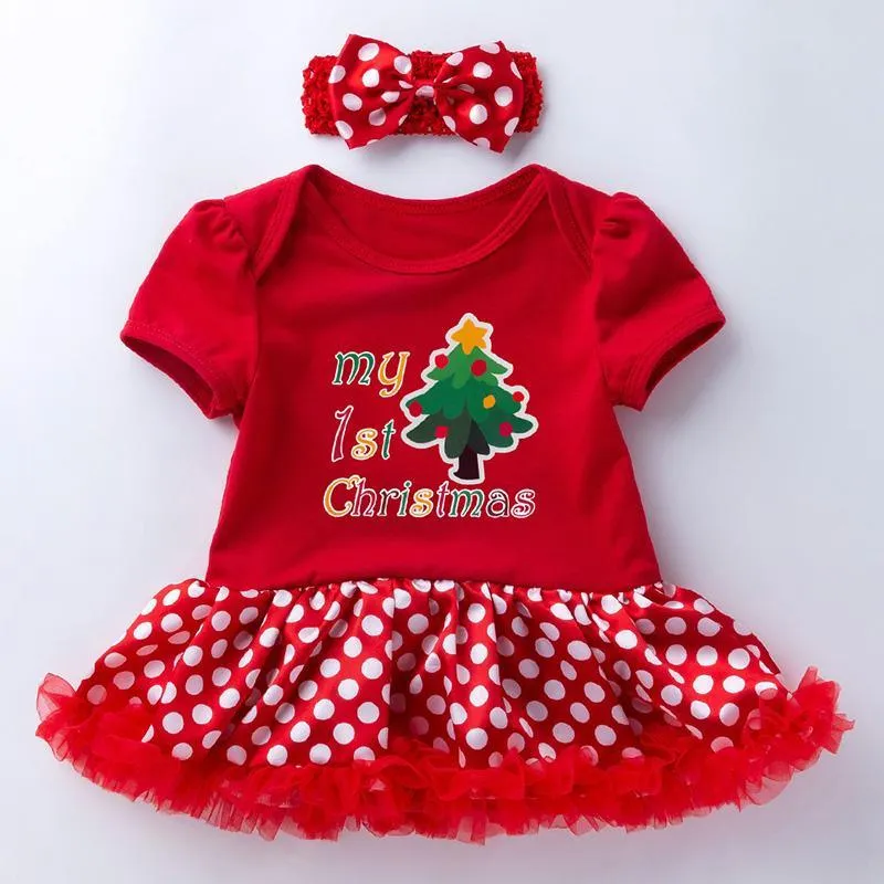 2-piece Cartoon Romper-skirt and Bow Headband Sets for Baby Girl