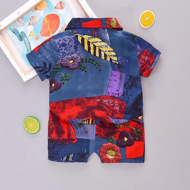 2-piece Floral Short Sleeve Shirt & Shorts for Children Boy
