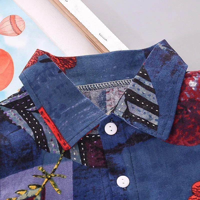 2-piece Floral Short Sleeve Shirt & Shorts for Children Boy
