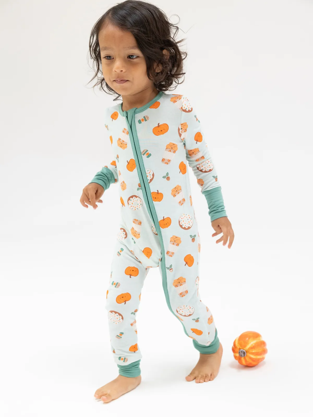 2-Way Zip Romper, Pumpkin Spice Latte