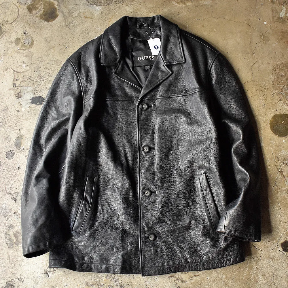 90's GUESS レザーカーコート 240216H