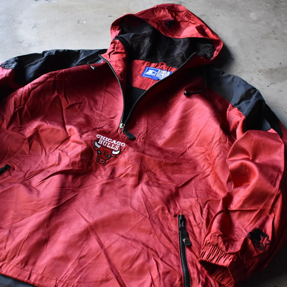 90's STARTER "NBA Chicago Bulls" ハーフジップ ナイロンプルオーバー 231231