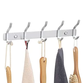 Alise Coat Rack Wall Mount,Coat Hanger Rail with 5 Double Coat Hooks for Hanging Coats,SUS304 Stainless Steel Towel Hanger Hook Racks for Purse Clothes Entryway Jacket Hats,Gold and Black