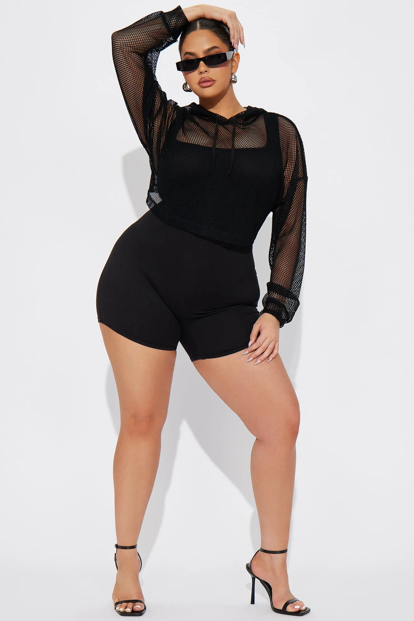 All Lights On Me Romper Set - Black