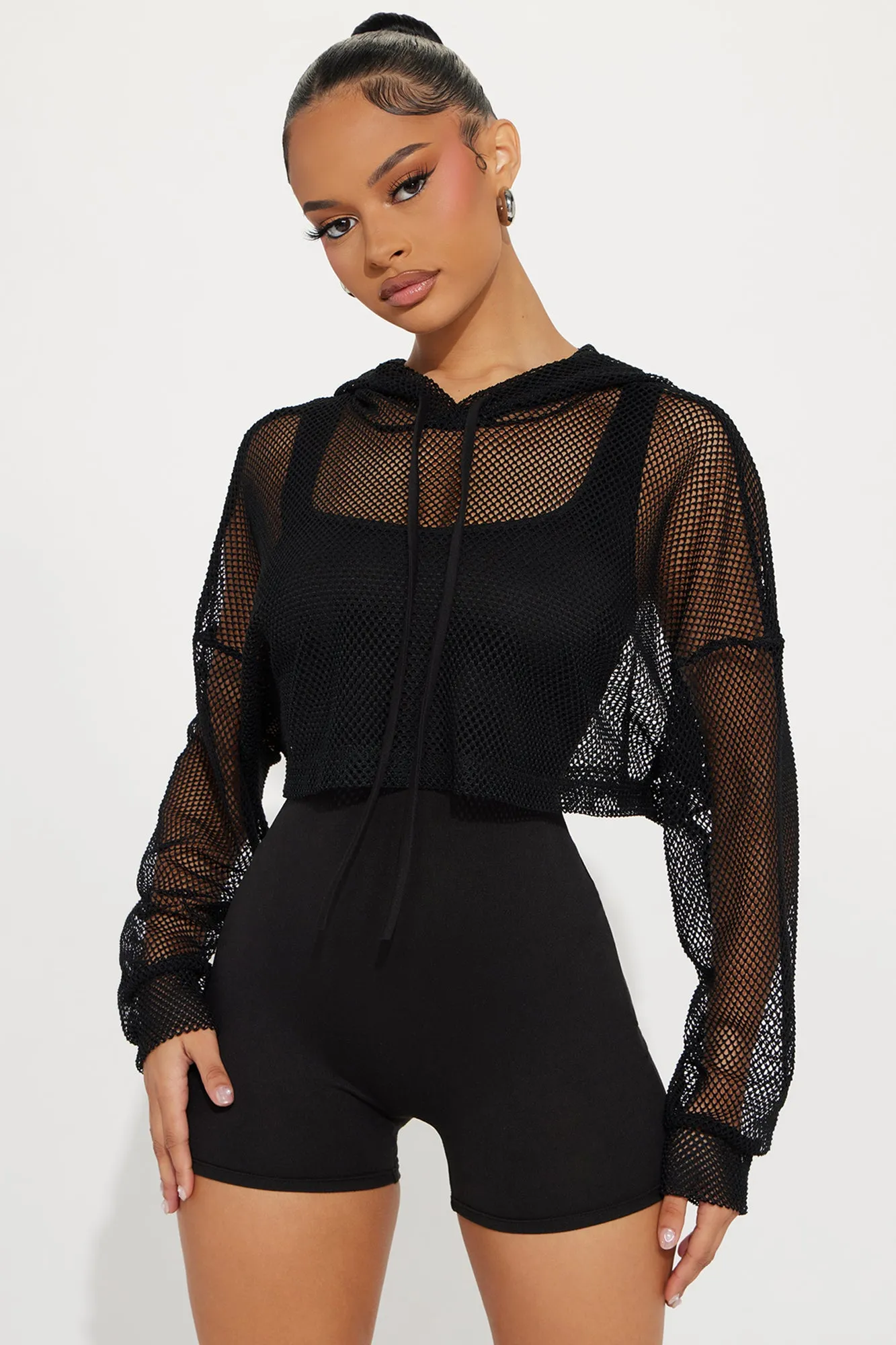 All Lights On Me Romper Set - Black