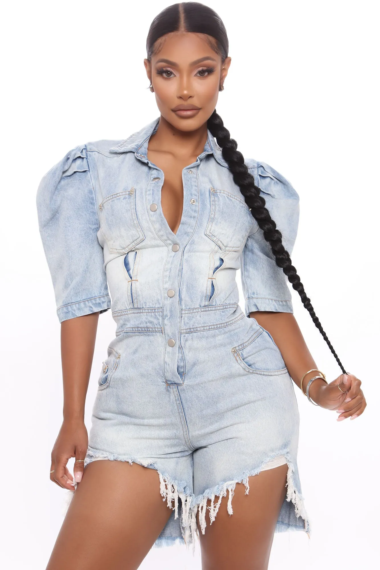 All Over Town Romper - Denim