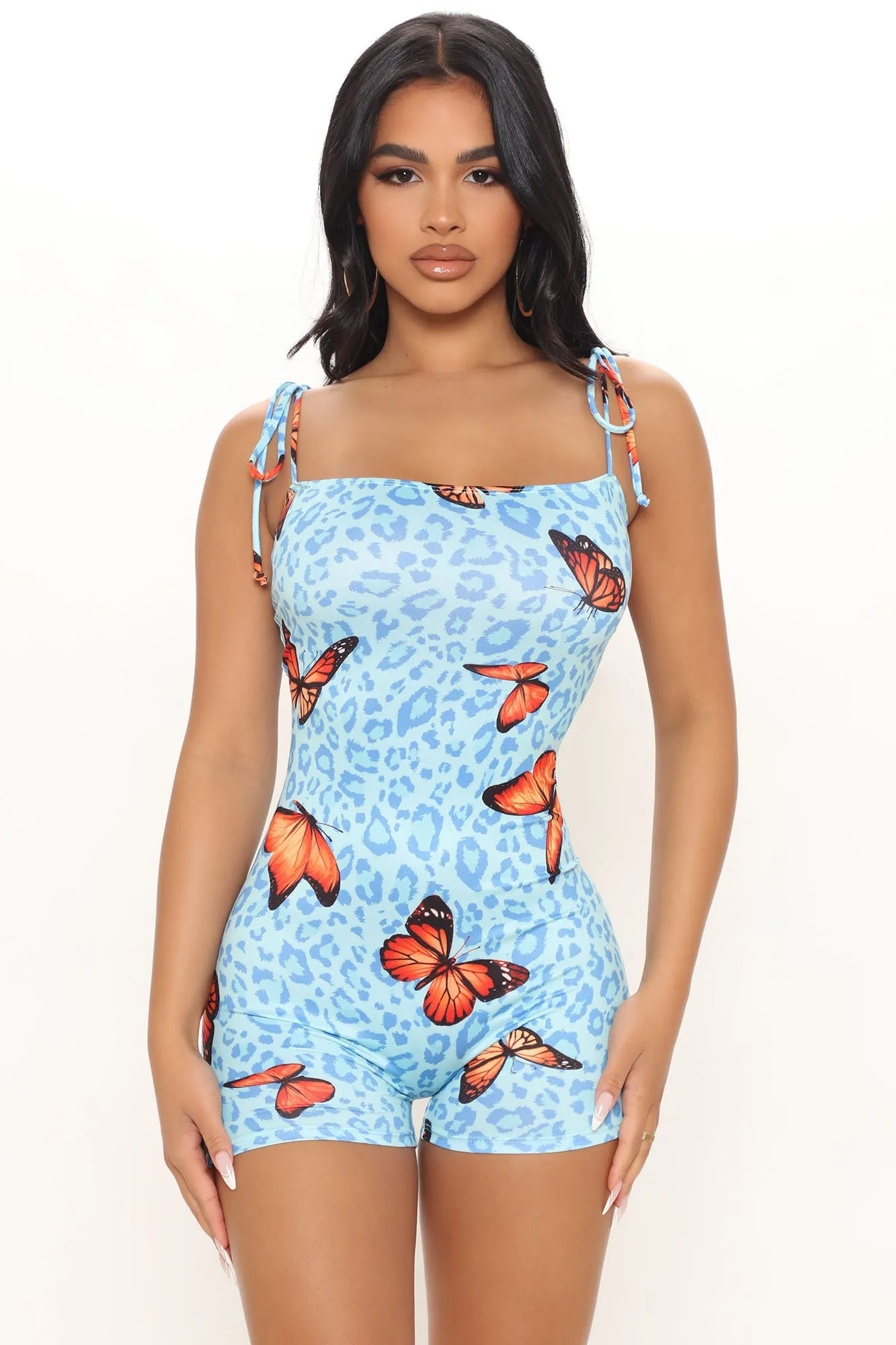 All The Butterflies Romper - Blue/combo