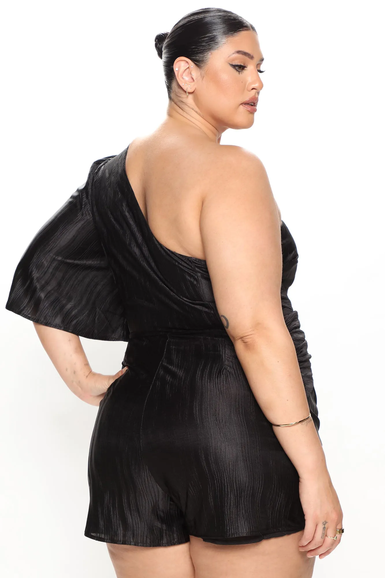 All Weekend Satin Romper - Black
