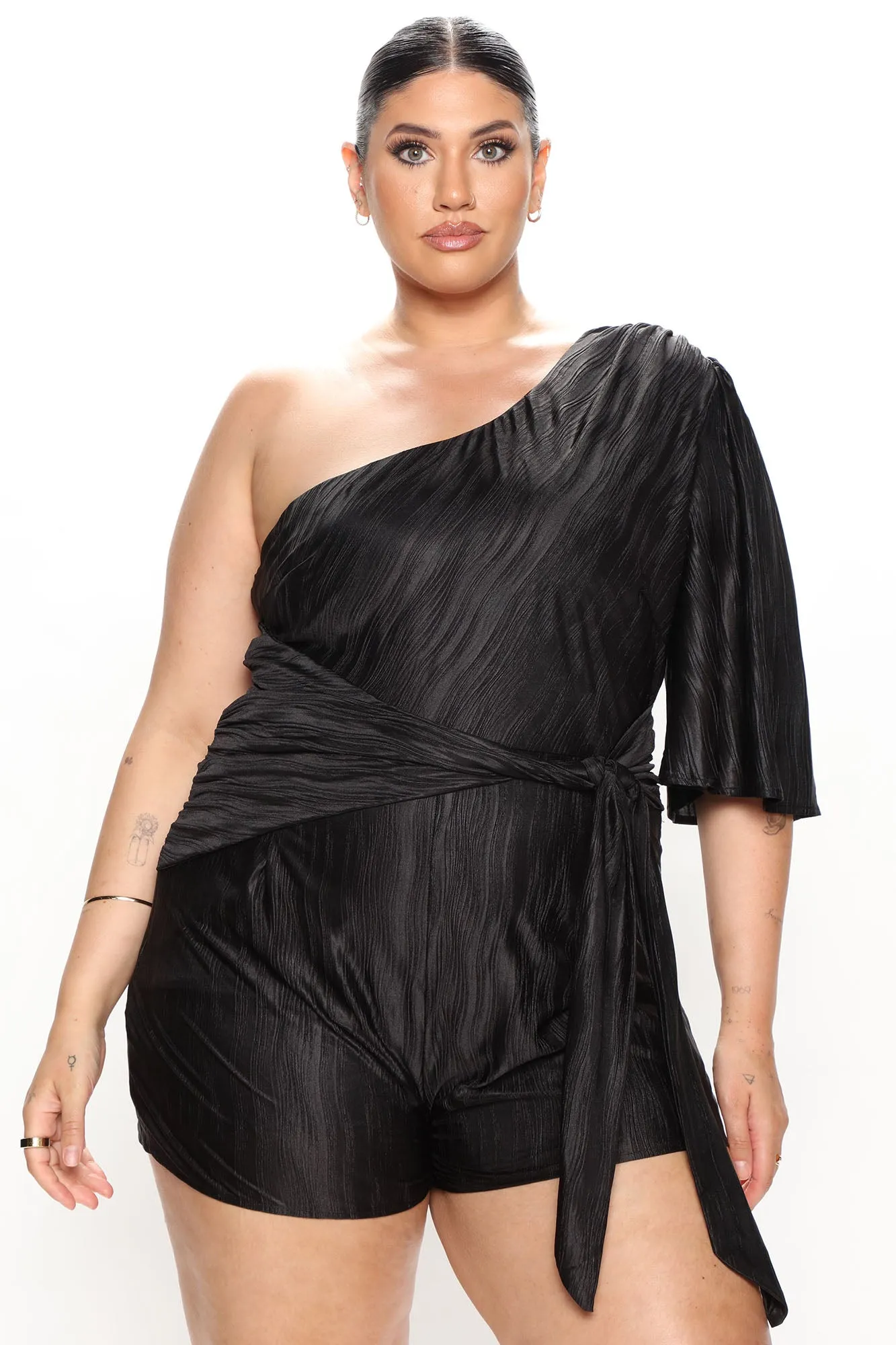 All Weekend Satin Romper - Black