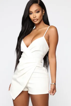 Always There Denim Romper - White