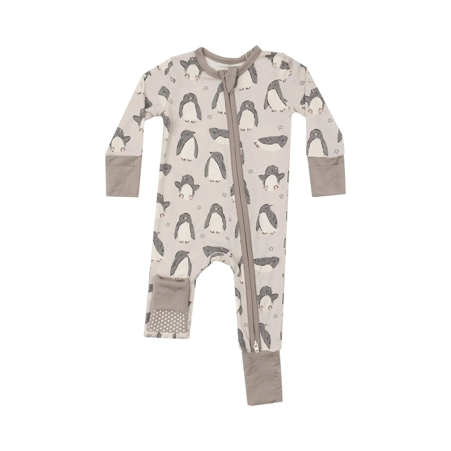 ANG Penguin Pals in Grey 2 Way Zippered Romper