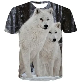 Animal T-shirt Men Wolf Shirt Print Lovely T-shirts 3d Funny Tshirts Novelty Harajuku T-shirts Graphic Short Sleeve summer