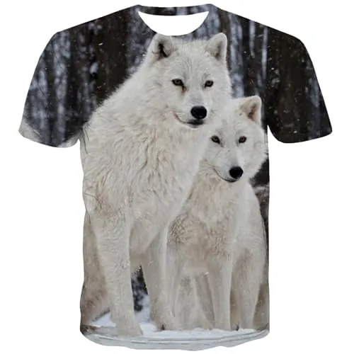 Animal T-shirt Men Wolf Shirt Print Lovely T-shirts 3d Funny Tshirts Novelty Harajuku T-shirts Graphic Short Sleeve summer