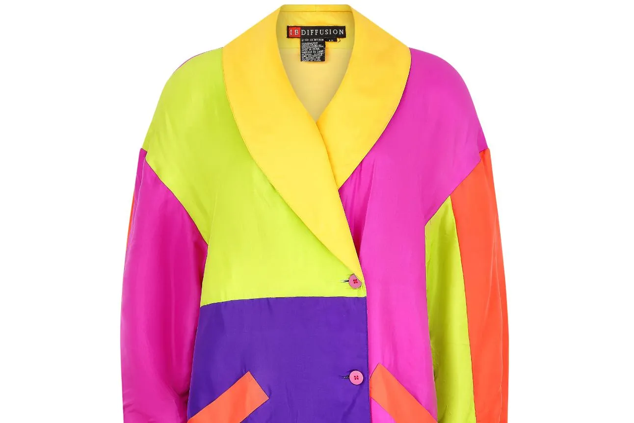 ARCHIVE - 1990s Neon Multicoloured Silk Parka Jacket