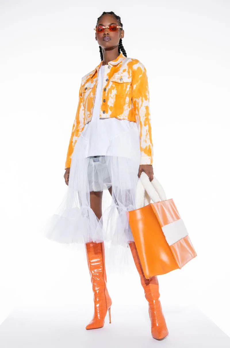AS IF ORANGE TIE DYE DENIM JACKET