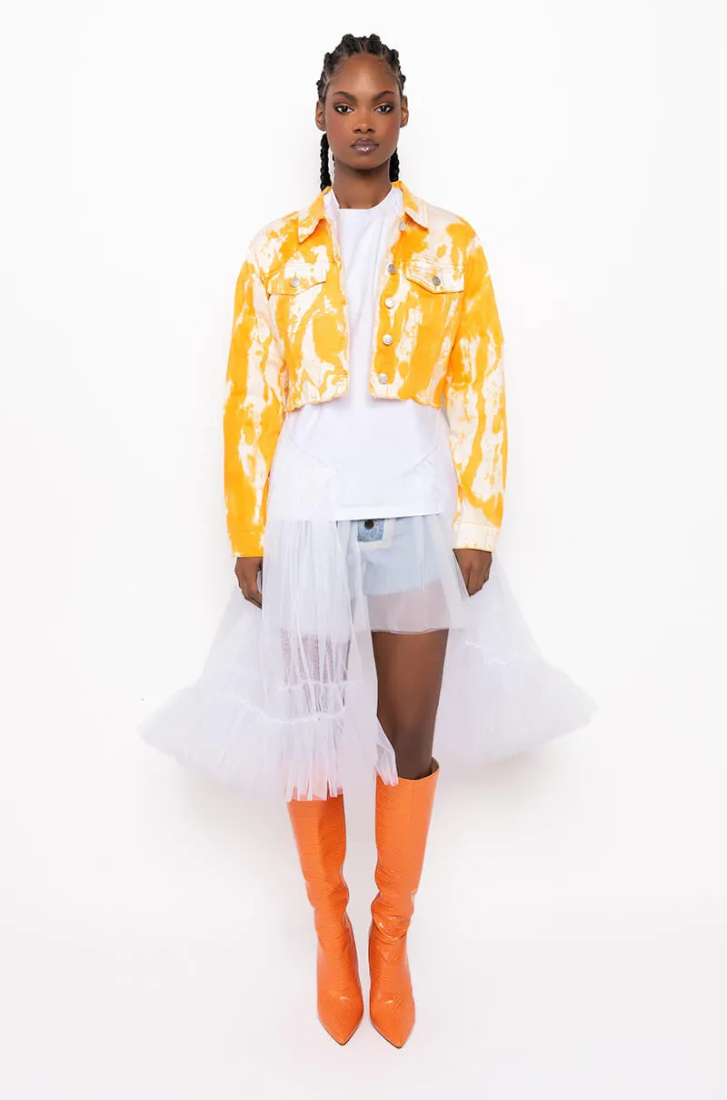 AS IF ORANGE TIE DYE DENIM JACKET