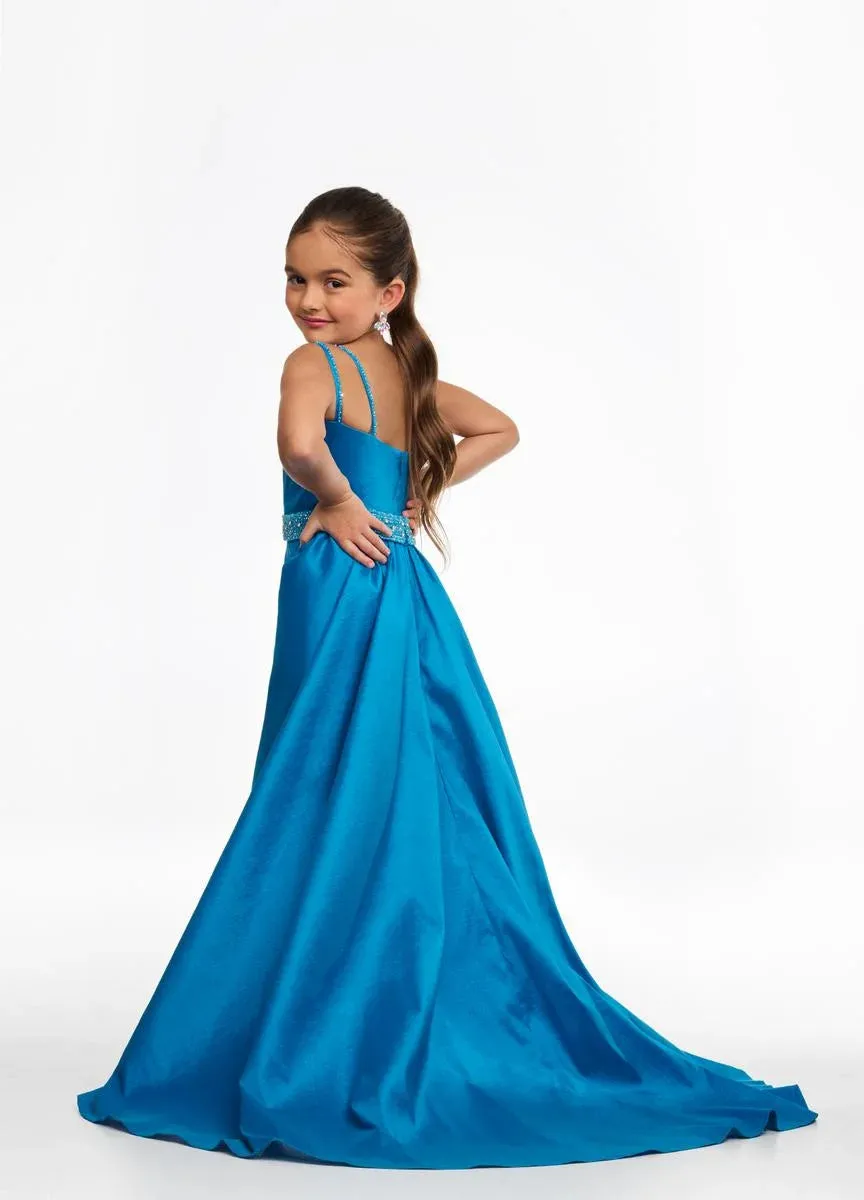 Ashley Lauren Kids 8131 Size 2 Magenta Stretch Taffeta Romper Fun Fashion Overskirt Pageant Wear