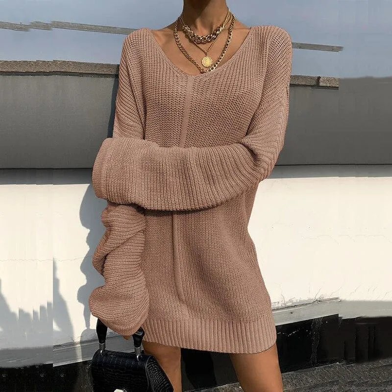 Autumn Winter Loose Knitted Sweater Dress
