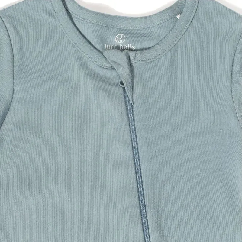 Baby 2 Way Zipper Full Sleeves Bodysuit - Dusty Blue