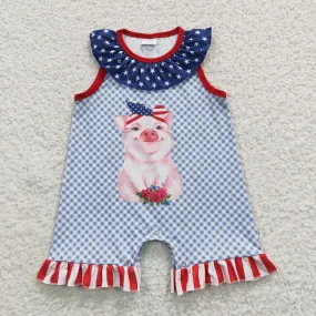 baby 4th of July piggy romper A6-2