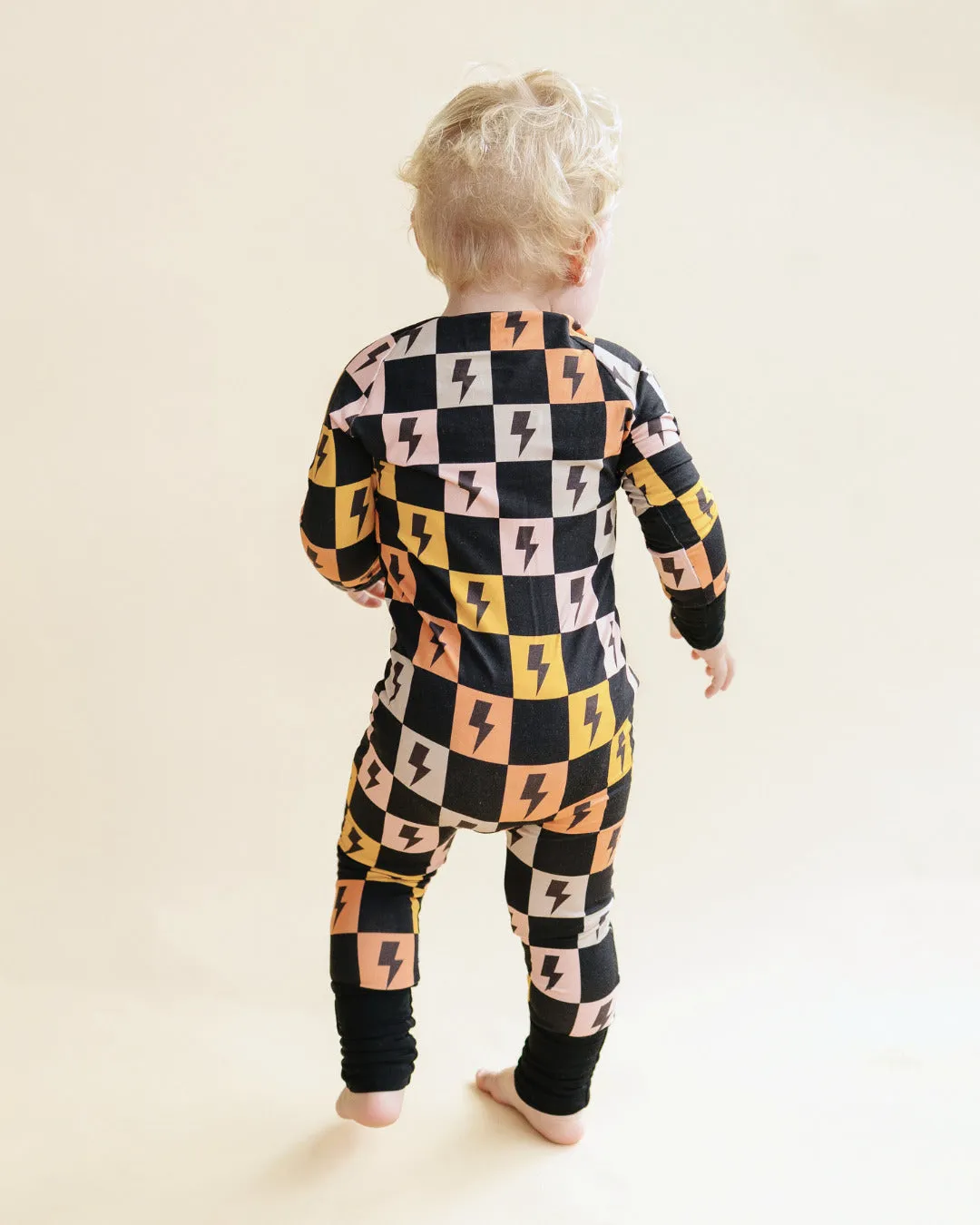 Baby Bamboo Zip Romper | Colorful Checks & Bolts