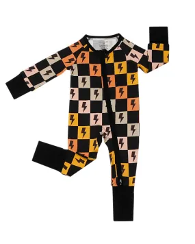 Baby Bamboo Zip Romper | Colorful Checks & Bolts