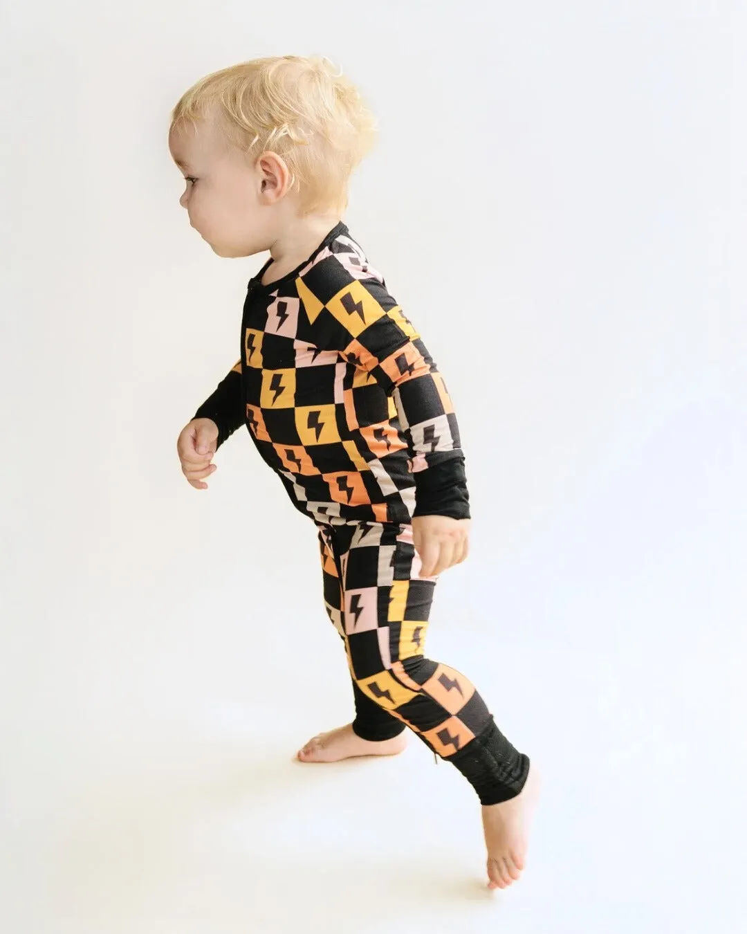 Baby Bamboo Zip Romper | Colorful Checks & Bolts