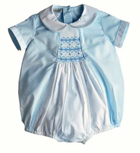 Baby Boy's "Emily & Jason" Blue Smocked Romper
