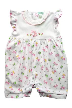 Baby Girl's Bunnies Print Romper
