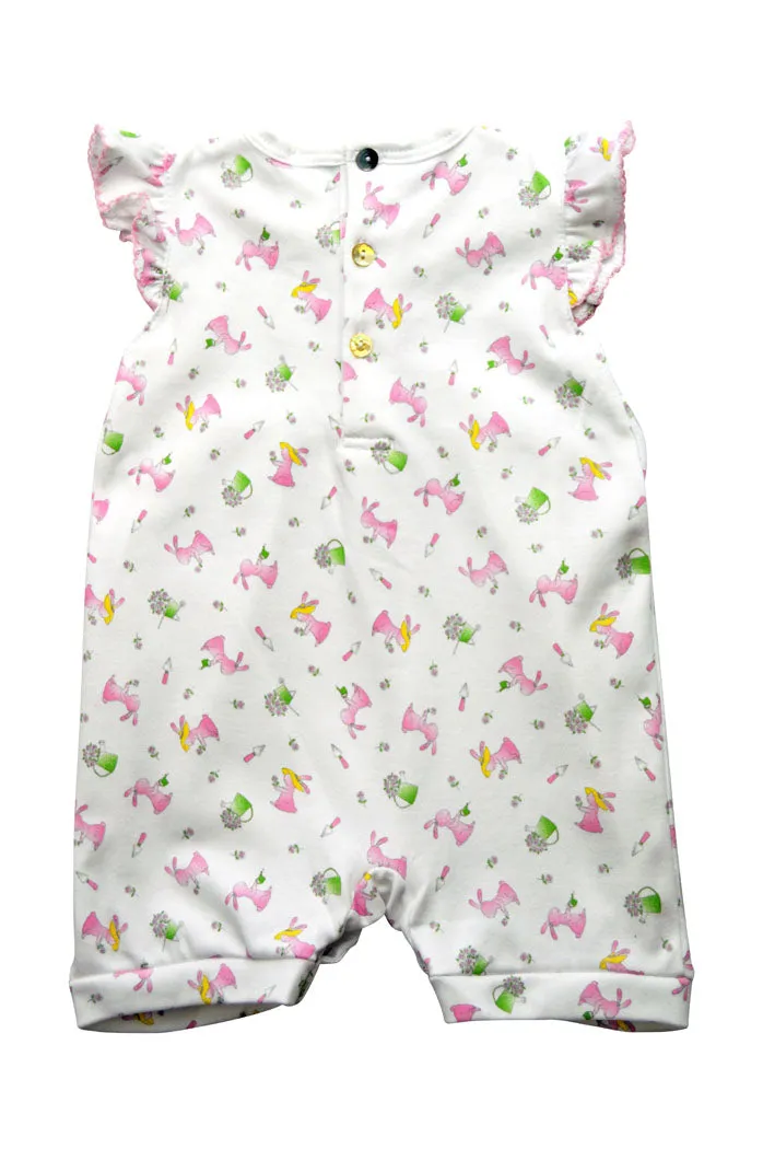 Baby Girl's Bunnies Print Romper