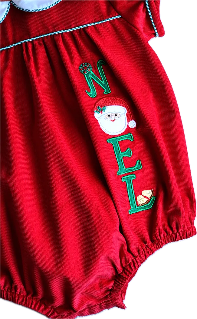 Baby Girl's "Christmas Noel" Red Bubble Romper