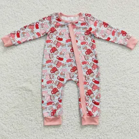 Baby Girls Romper Christmas Cups Zip Rompers LR0294