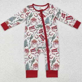 Baby Infant Boys Rompers Christmas Western Cactus Santa Bamboo Zip Rompers LR1278