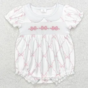 Baby Infant Girls Rompers Bows Pink Short Sleeve Rompers SR1967