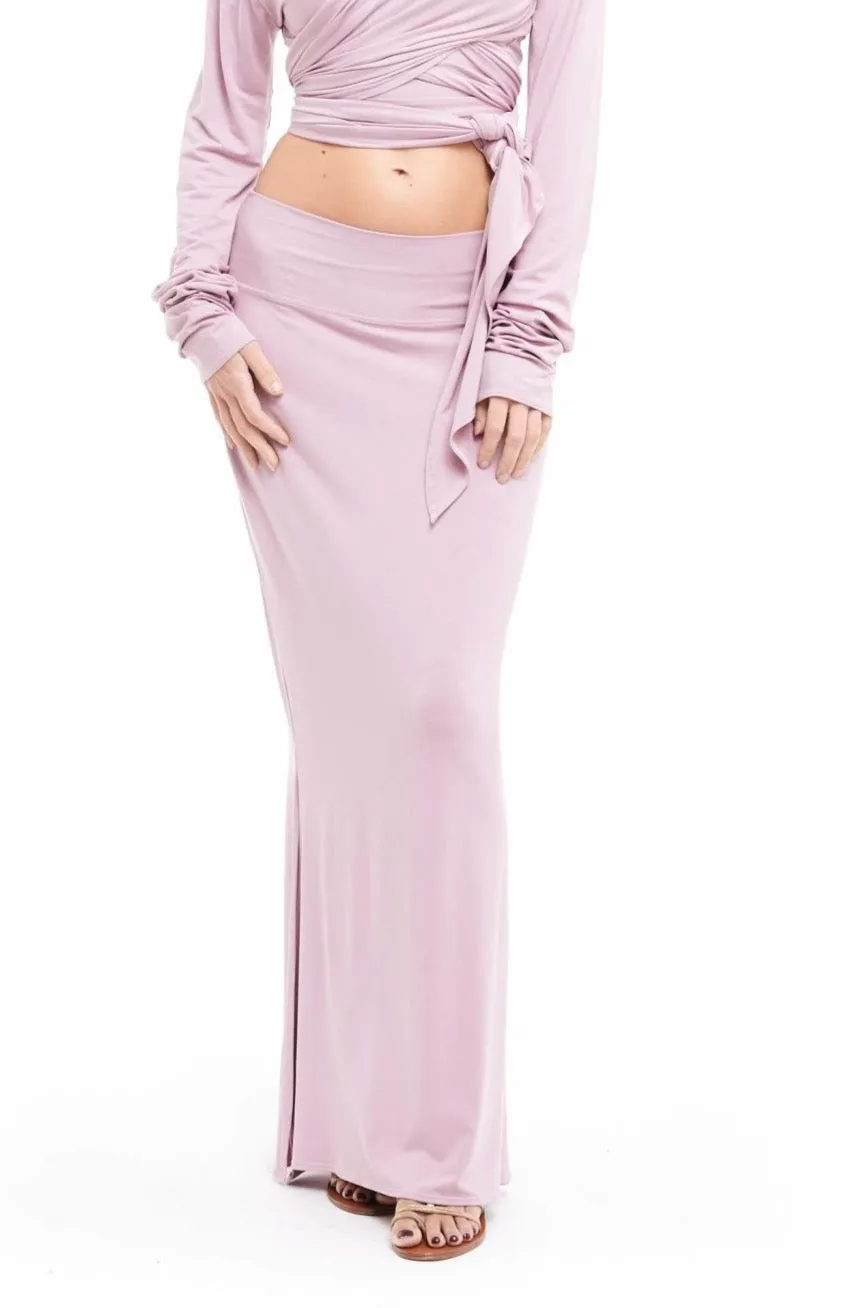 BAMBOO SIDE SLIT SKIRT ROSEWOOD
