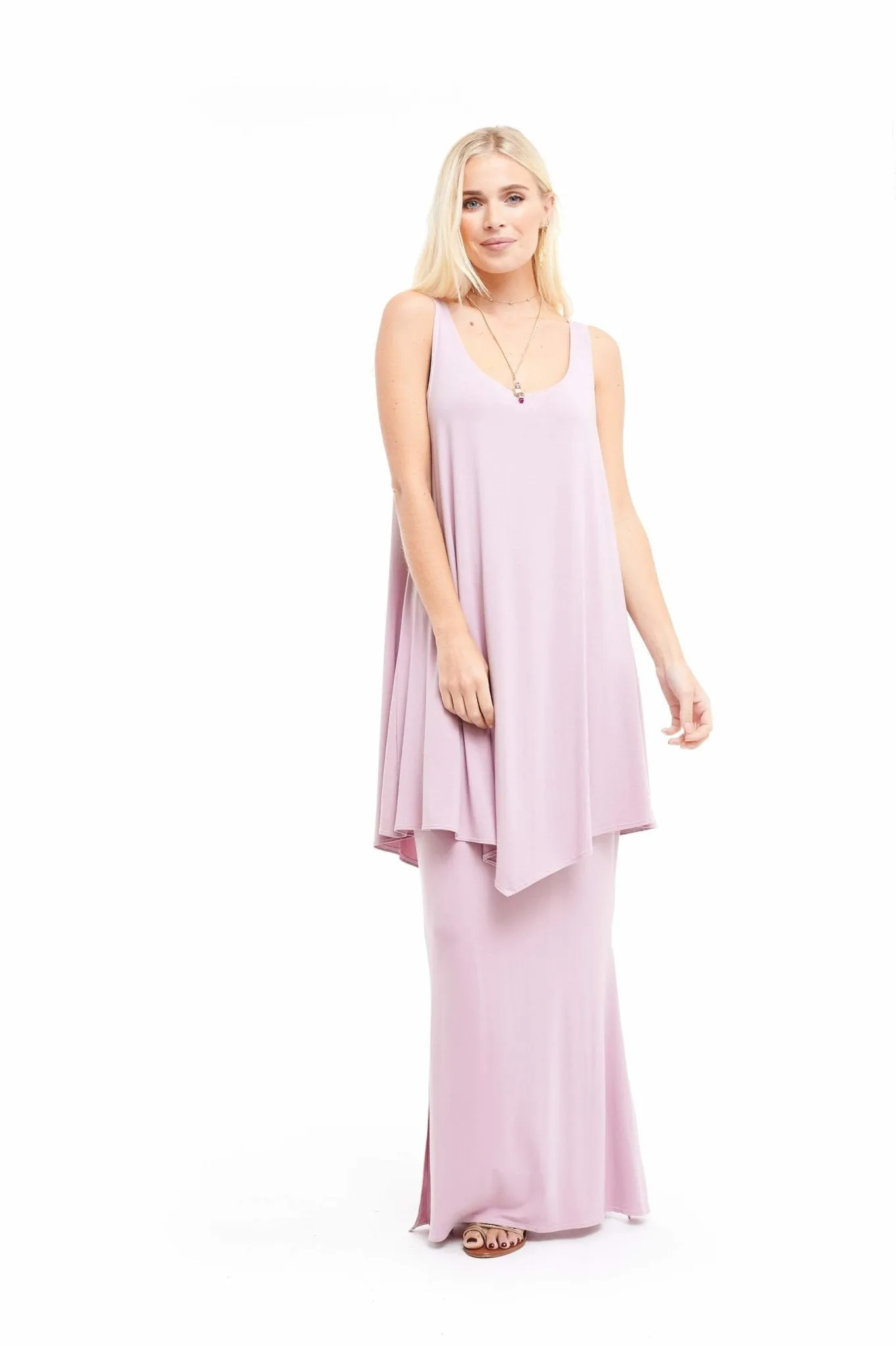 BAMBOO SIDE SLIT SKIRT ROSEWOOD
