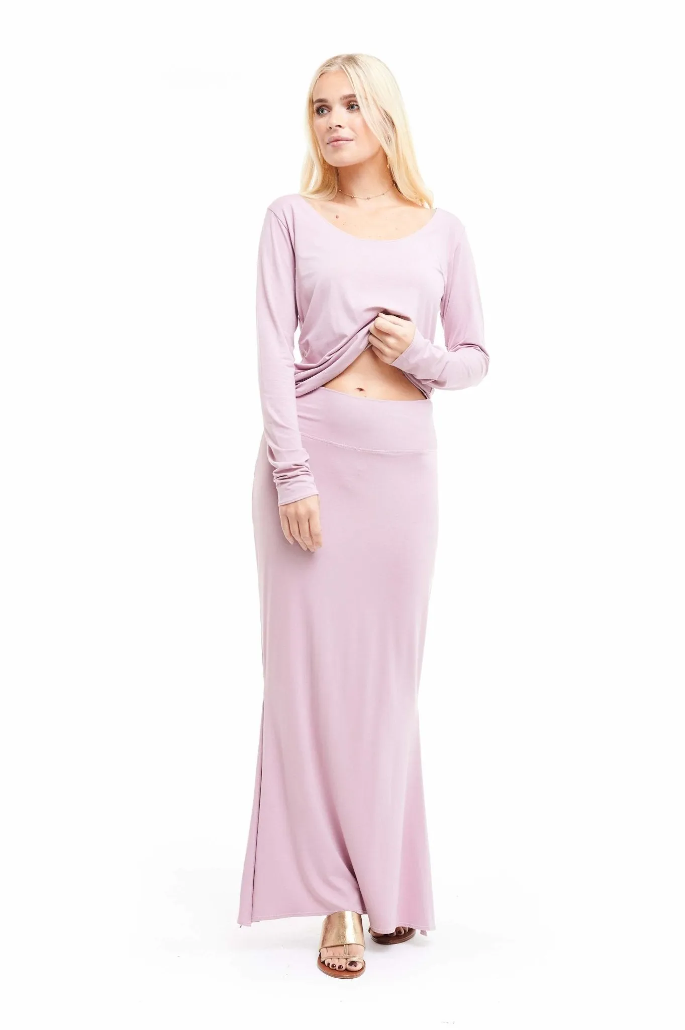 BAMBOO SIDE SLIT SKIRT ROSEWOOD