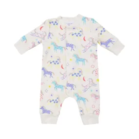 Baseball Collar Romper - Fun Unicorns
