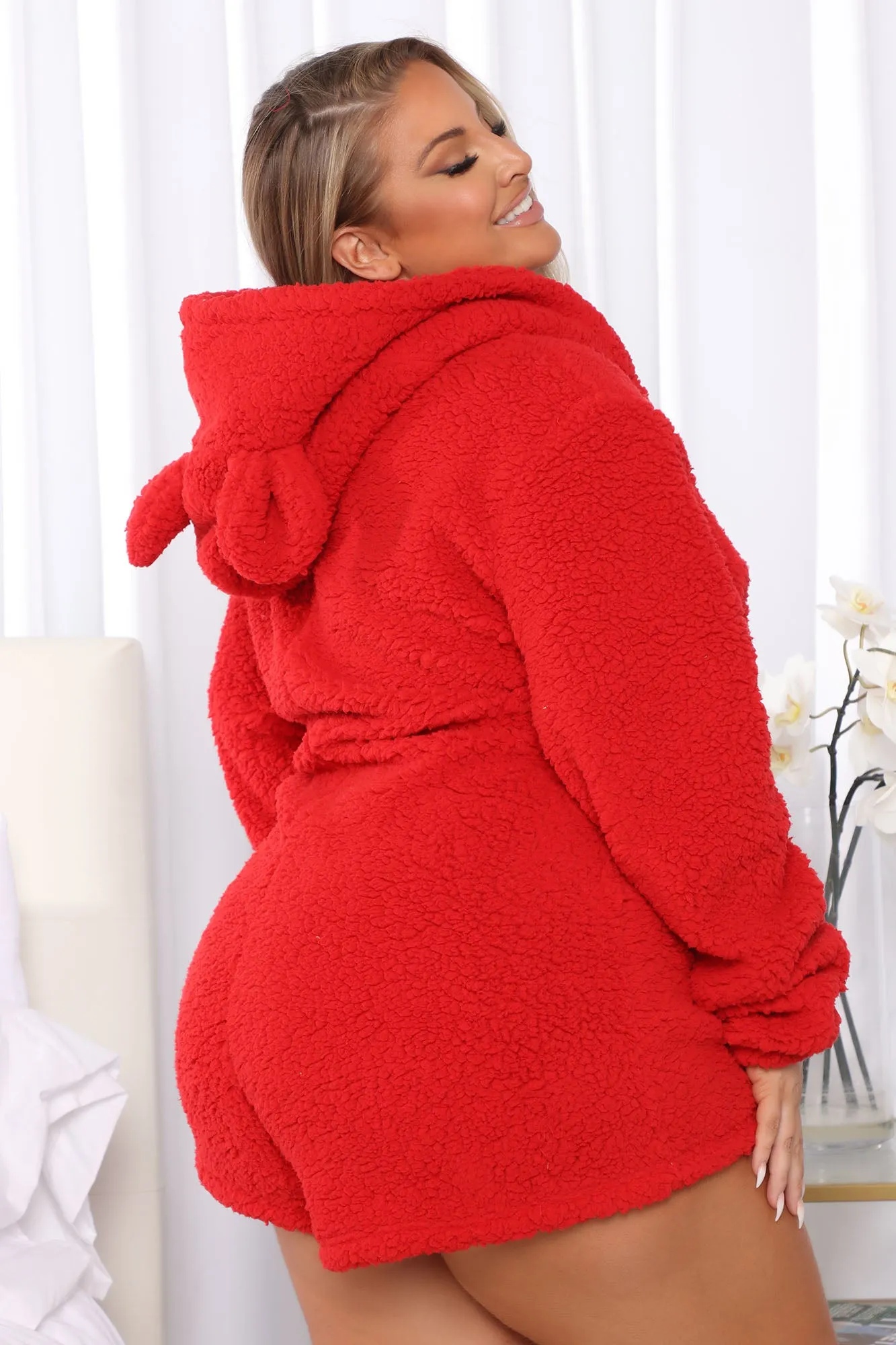 Beary Cute PJ Romper Onesie - Red
