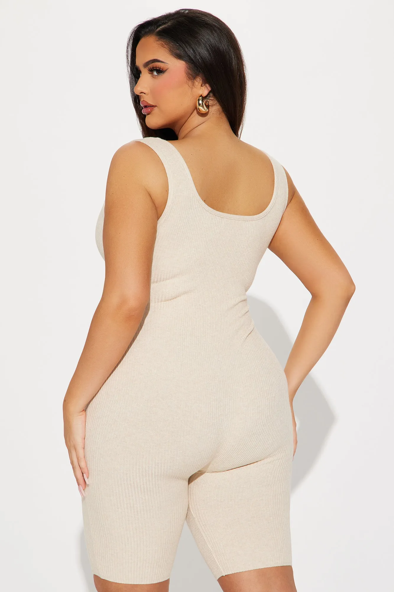 Beauty And The Biker Short Romper - Oatmeal