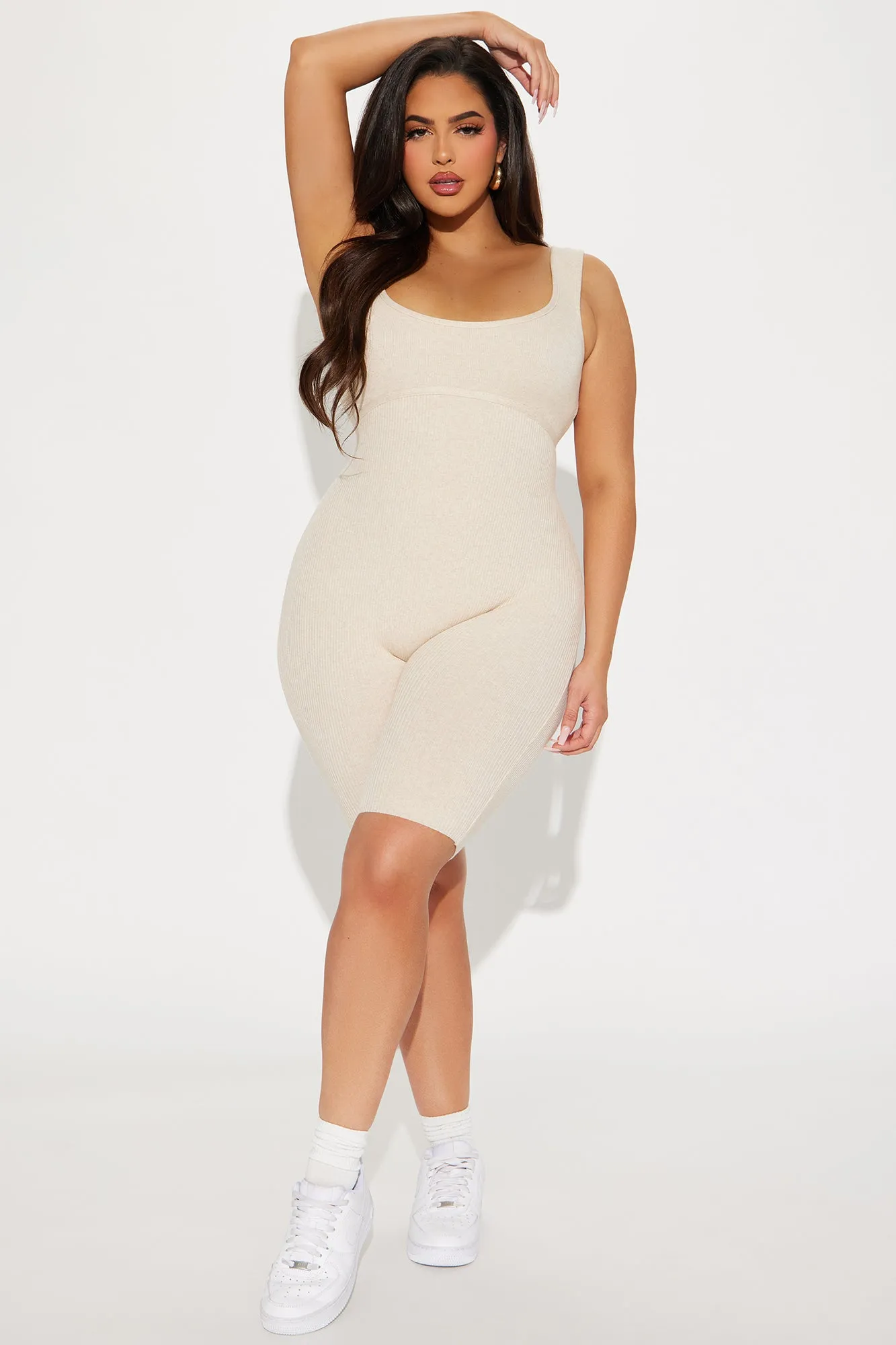 Beauty And The Biker Short Romper - Oatmeal
