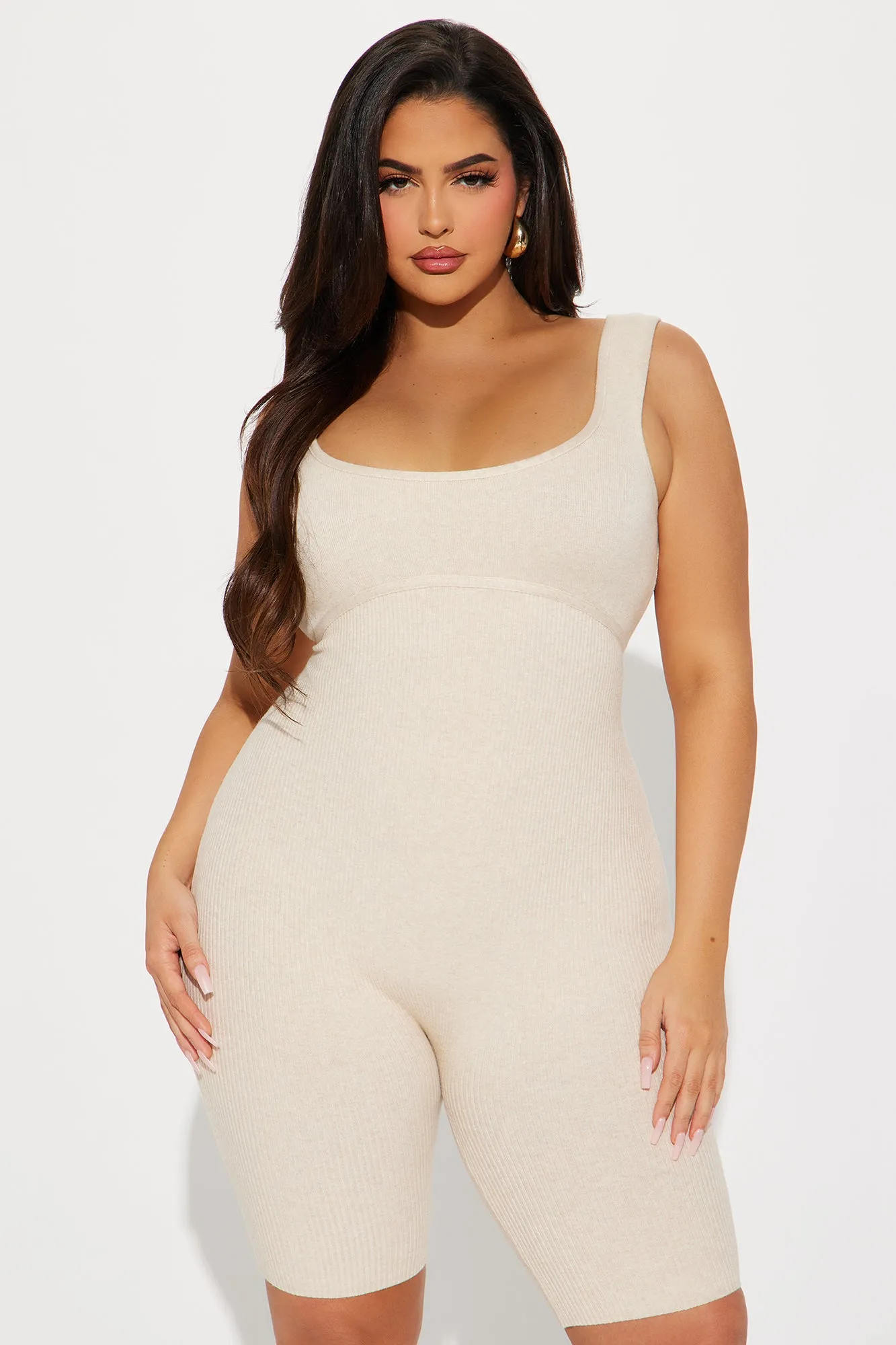 Beauty And The Biker Short Romper - Oatmeal