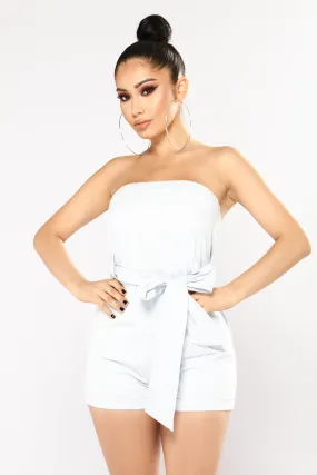 Been A Bad Girl Tube Romper - Light Blue
