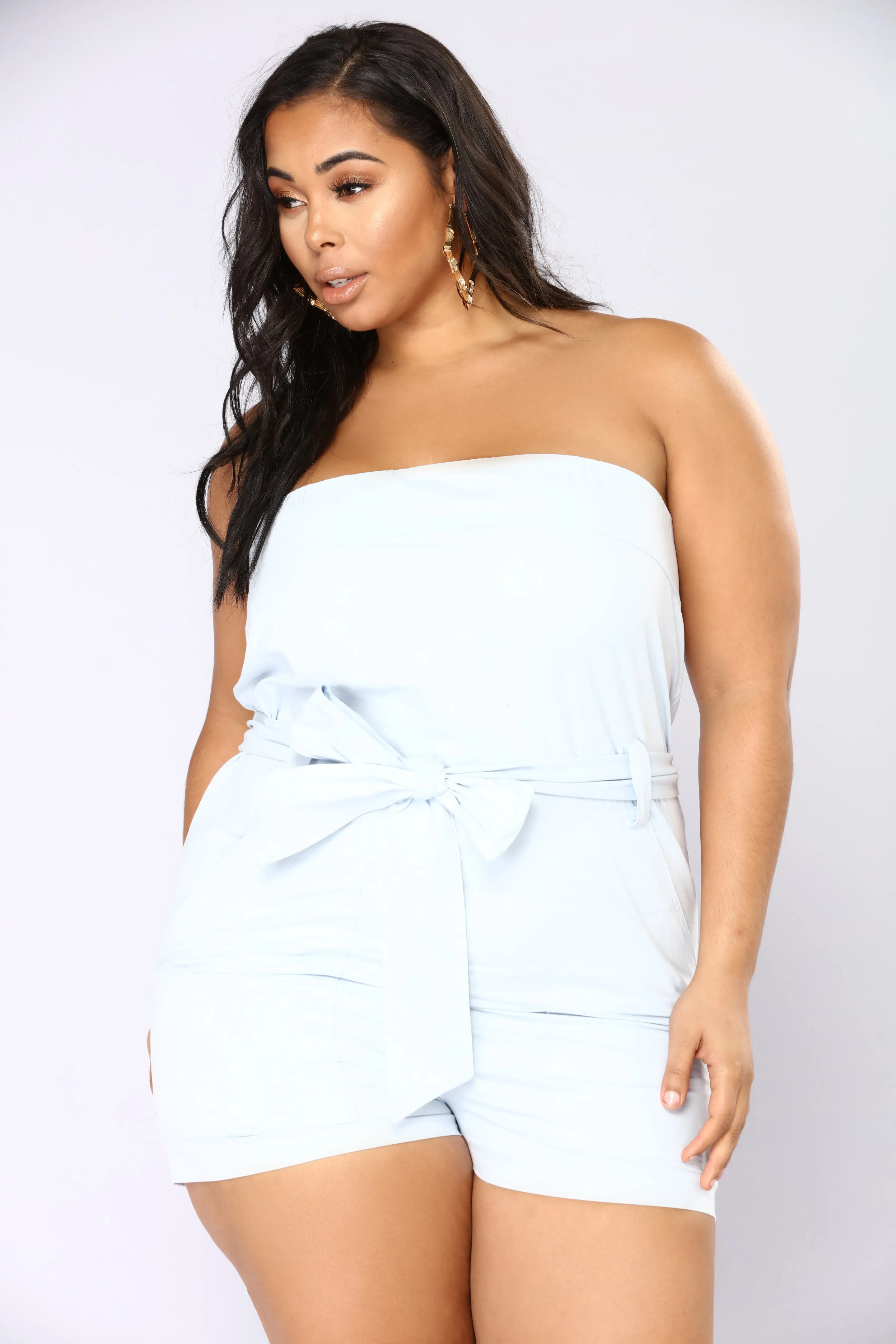 Been A Bad Girl Tube Romper - Light Blue