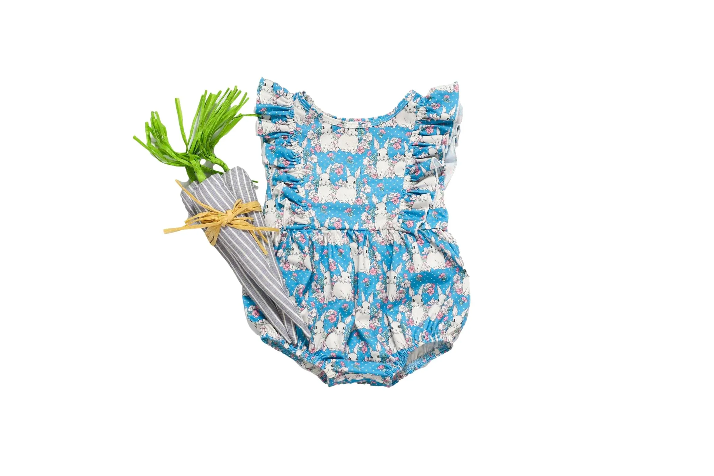 BEG Bunny Printed Blue Floral Romper