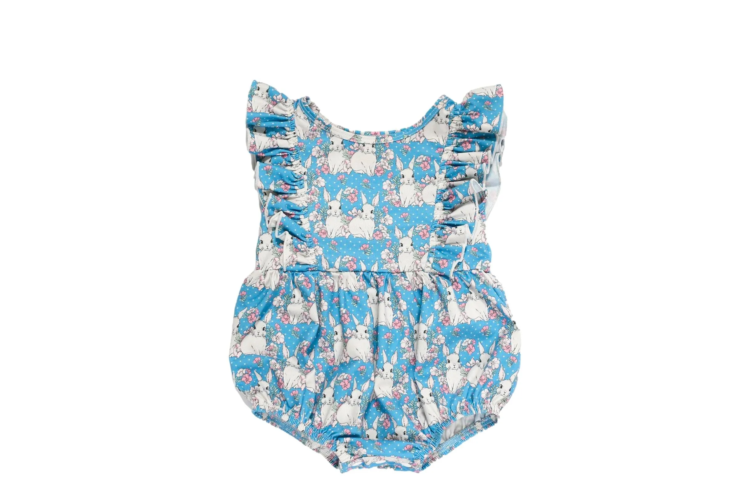 BEG Bunny Printed Blue Floral Romper
