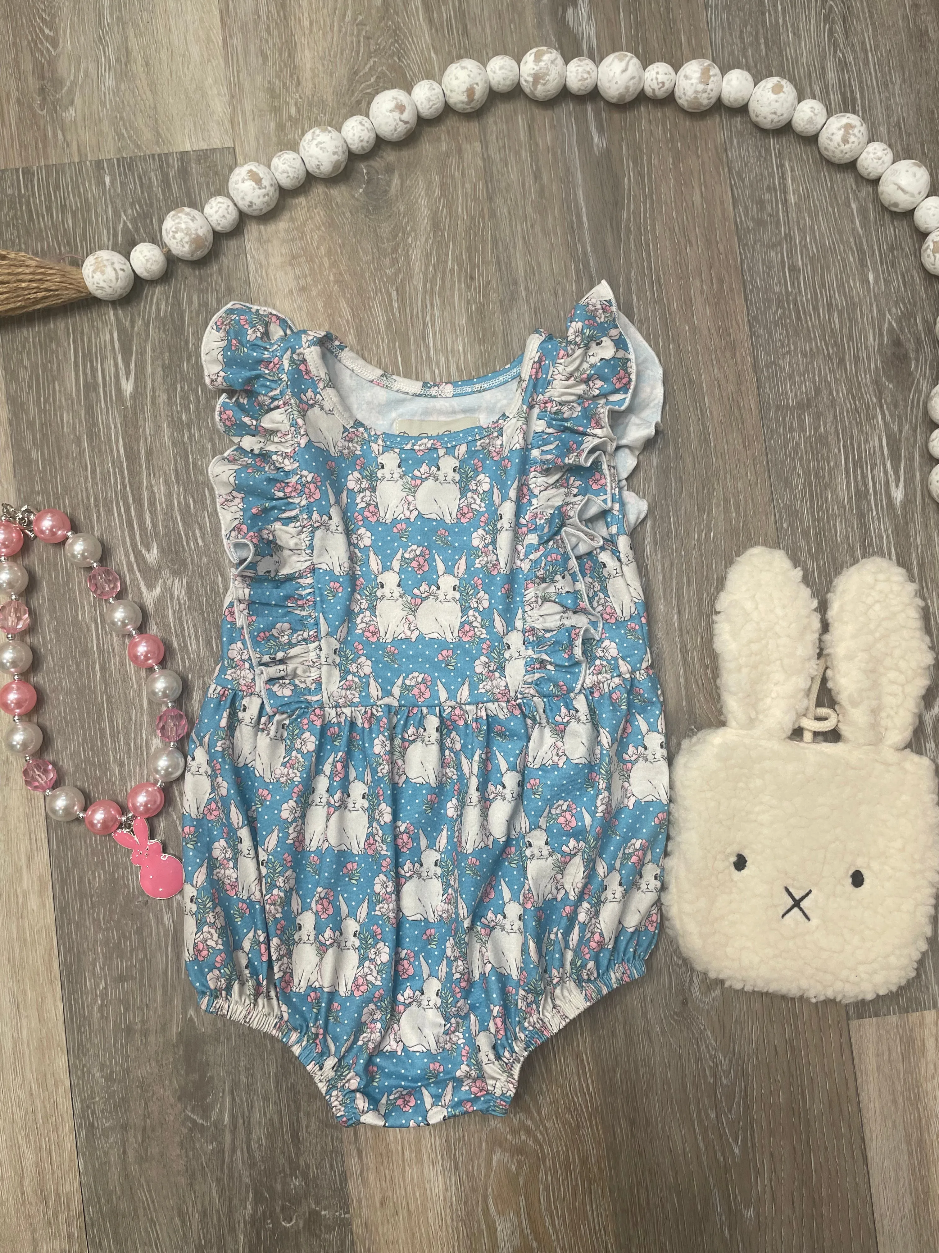 BEG Bunny Printed Blue Floral Romper
